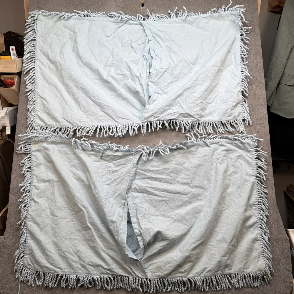 King Chenille‎ Pillow Shams Light Blue Fringe 20x36 Set of 2